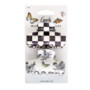 Goody x MacKenzie-Childs Claw Clips 2Ct Courtly Check Butterfly Floral Hair Clip